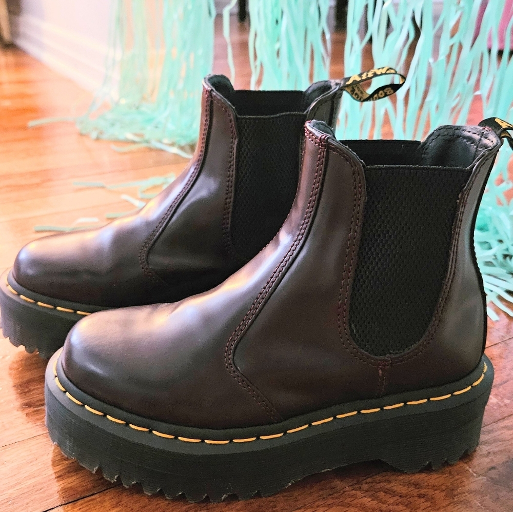 Doc Martin Platform Maroon Chelsea Boots